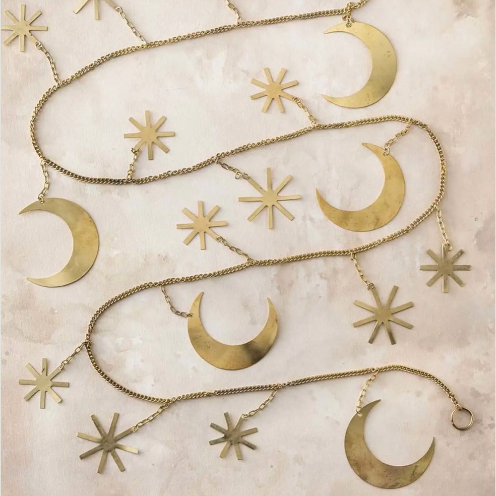 Brass star & moon metal garland
